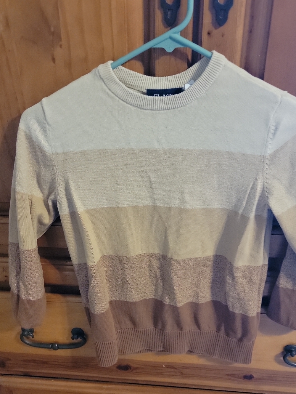 The Children's Place Striped Crewneck Sweater in Cream, Beige, Brown
